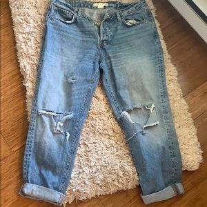 H&M Mom Jeans Ripped Knees and Cuffed